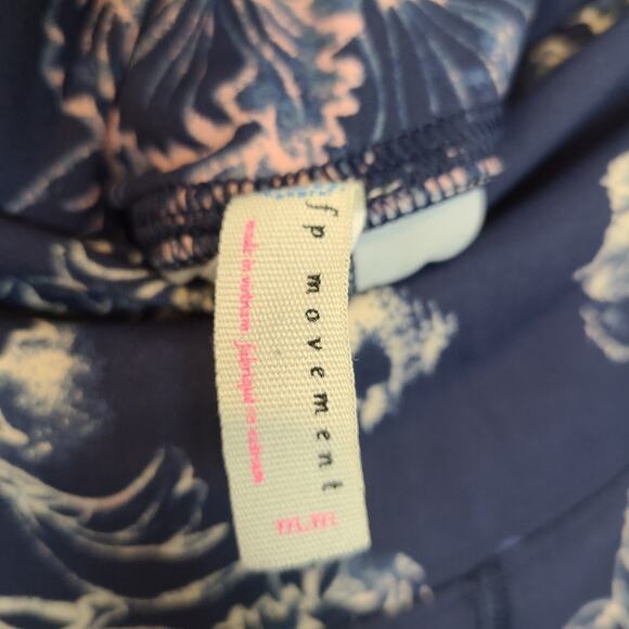 Free People Movement Womens M Navy Floral High Rise Pull On Athletic Leggings - Picture 6 of 9